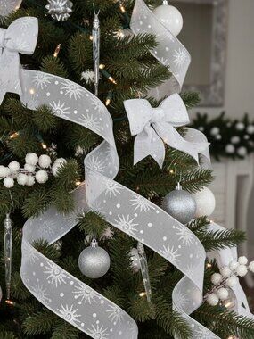 Silver Starburst Wired Edge Sheer Ribbon 1 1/2 Inch Christmas Craft Supplies